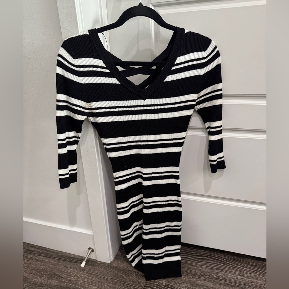 Black and White Striped Women's Dress